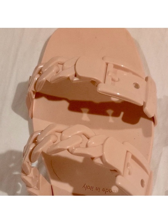 Gucci Shoes - Gucci Beige Chain-Link Buckle Slide Sandals